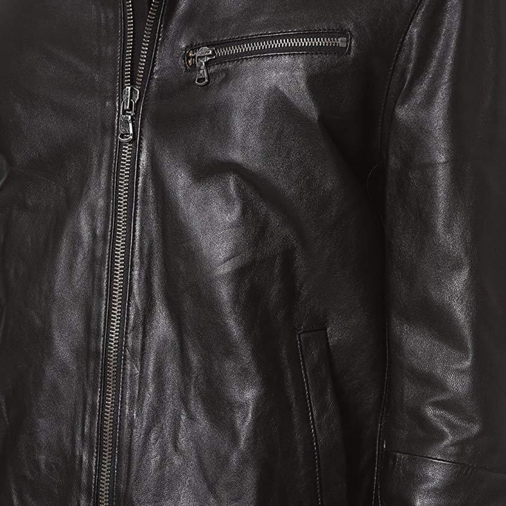 John Varvatos Star USA Men's Moto Leather Jacket - Picture 4 of 5